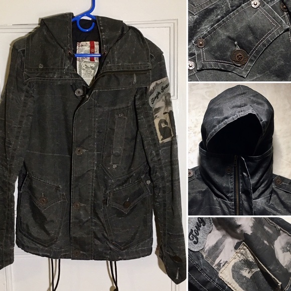 Other - Distress look jacket w/ detachable hood